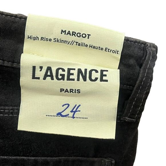 L'AGENCE Margot Velvet High Rise Cropped Skinny Jeans Greystone Size 24 New NWT - Picture 11 of 12